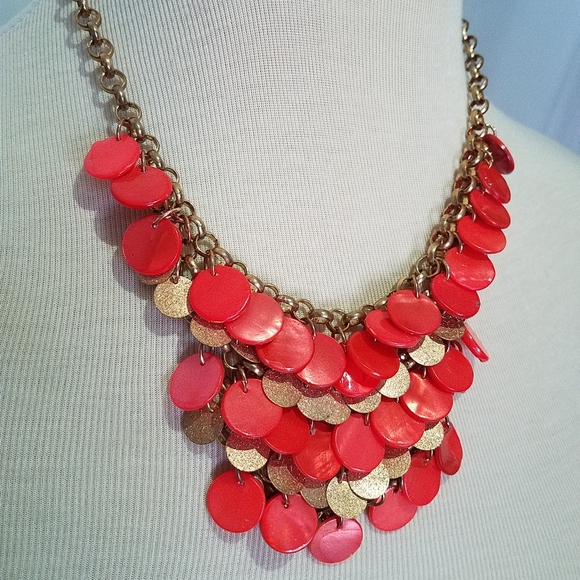 $10 Orange Statement Necklace with Earrings - Picture 3 of 6